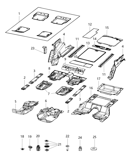 Panel Load Floor 2 Door Diagram for 6BZ83TX7AA