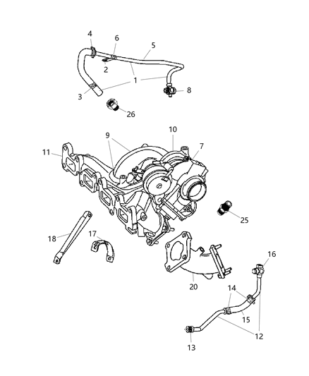 Hose Turbo Water Inlet Diagram for 4884411AB
