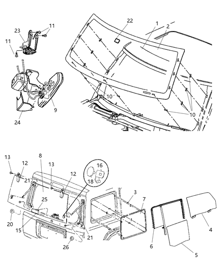 1988 Chrysler Town & Country Windshield Shipping Assembly-25 Lite Glass Diagram for 5189066AB