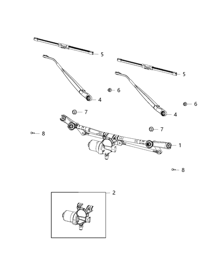 Motor And Linkage Windshield Wiper Diagram for 68293017AD