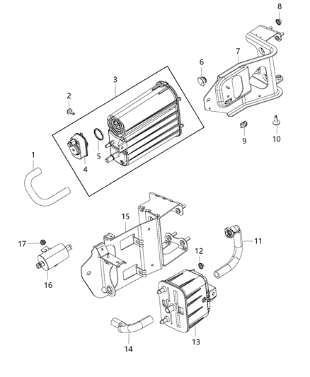 2008 Dodge Sprinter 3500 Bracket Vapor Canister Diagram for 68196382AD