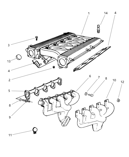 1999 Dodge Viper Gasket Exhaust Manifold Diagram for 4848339AB