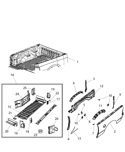 Panel Box Side Outer Diagram for 55372120AB