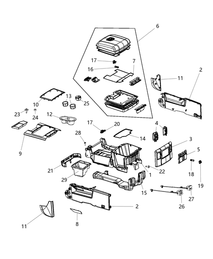 2012 Jeep Liberty Latch Armrest Lid Lower Latch Diagram for 5RQ83DX9AC