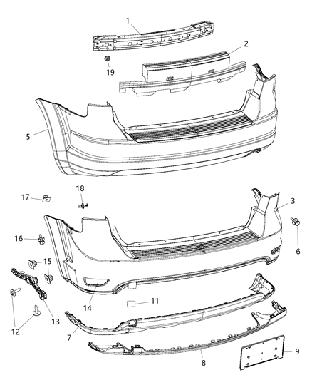 Bracket Fascia Support Diagram for 68190680AC