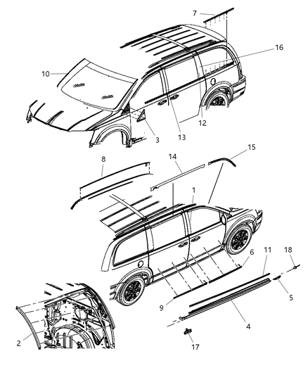 2025 Dodge Charger Daytona Molding Sliding Door Diagram for 5182600AB