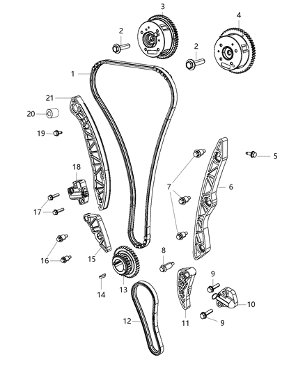 2001 Chrysler Sebring Guide Timing Chain Diagram for 5047639AA