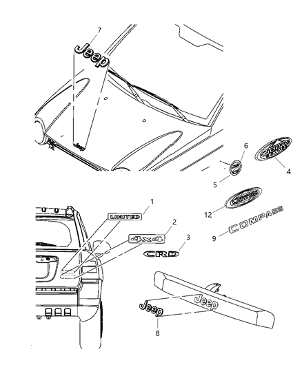 2004 Jeep Grand Cherokee Nameplate 70Th Anniversary Edition Diagram for 68089729AA