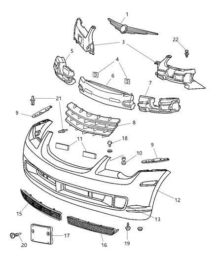 Grille Radiator Diagram for 1BY14DX9AA