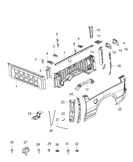 2015 Ram 1500 Panel Box Side Inner Diagram for 68148458AC