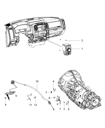 2016 Ram 1500 Cable Automatic Transmission Manual Parking Release Diagram for 68089408AH
