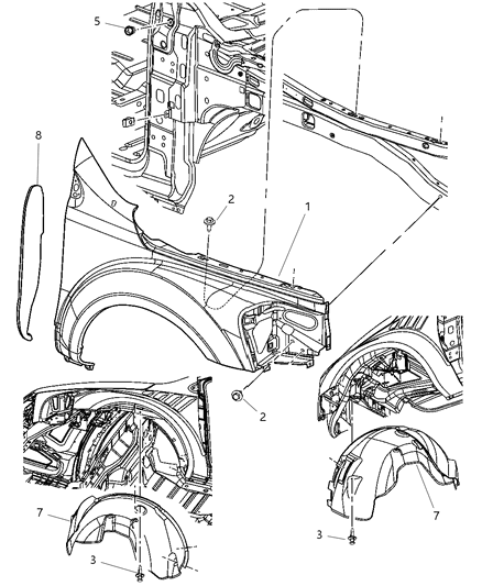 Panel Fender Diagram for 68003316AA