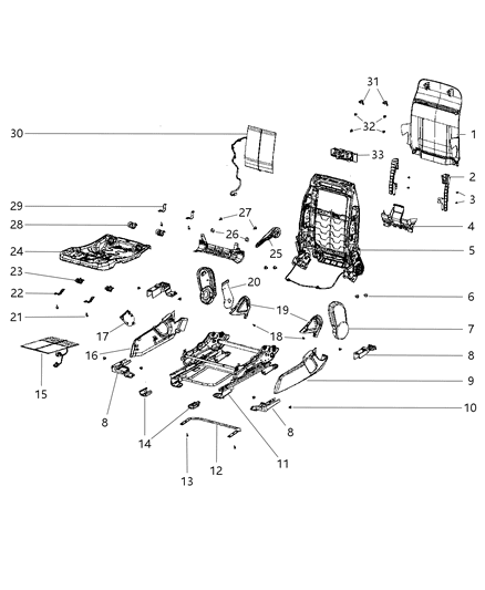 Frame Front Seat Back Diagram for 68065782AA