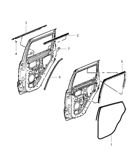 Weatherstrip Rear Door Belt Outer Outer Diagram for 55399162AA