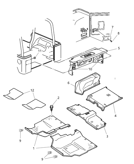 1984 Dodge D250 Carpet Wheelhouse Diagram for 5HY52XDVAC