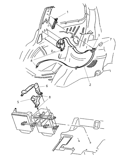 1995 Dodge Caravan Seat Belt Rear Outer Diagram for 5GY941DVAF