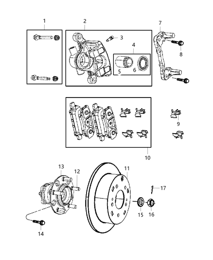 2013 Jeep Compass Pad Kit Rear Disc Brake Diagram for V2011271AB