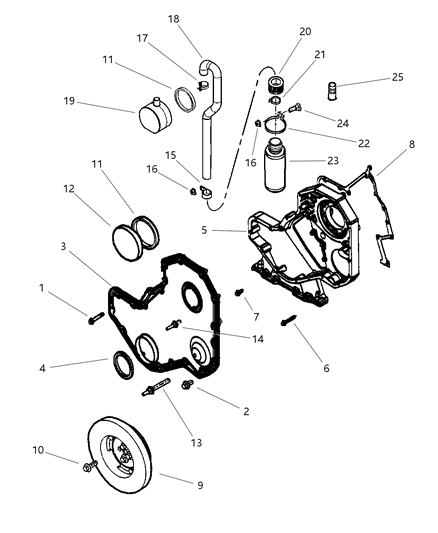 2005 Chrysler Crossfire Screw Hexagon Head M8X1.25X20 Diagram for 5011789AA