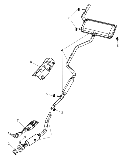 Muffler And Tailpipe Exhaust Diagram for 5085556AE