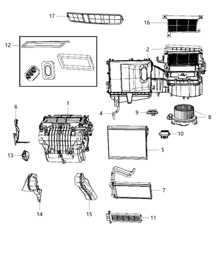 Seal Kit A/C And Heater Unit, Case Foam, Evaporator Plate Diagram for 5191348AB