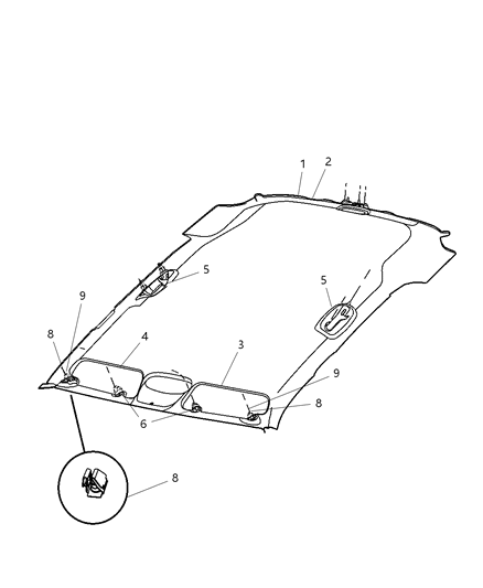 1985 Dodge Aries Visor Left Diagram for 1CK21DW1AB