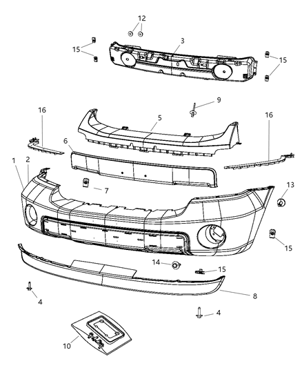 2001 Dodge Caravan Beam Front Bumper Diagram for 55364673AE