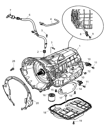 2003 Dodge Durango Snap Ring Transmission Serviced In Package (05013090Aa) Diagram for 4799111AB