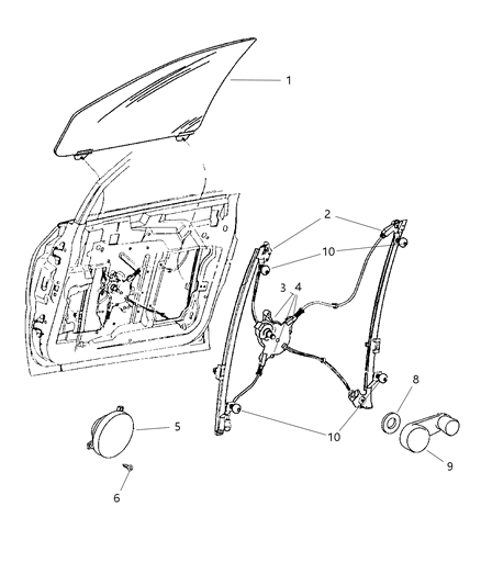 2009 Dodge Charger Regulator Front Door Window Diagram for 4894017AA