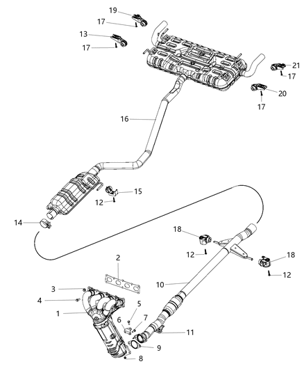 Manifold Exhaust And Catalytic Converter Maniverter Diagram for 68234997AB