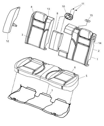 2001 Chrysler Voyager Bezel Seat Latch Diagram for 1JE651DVAA