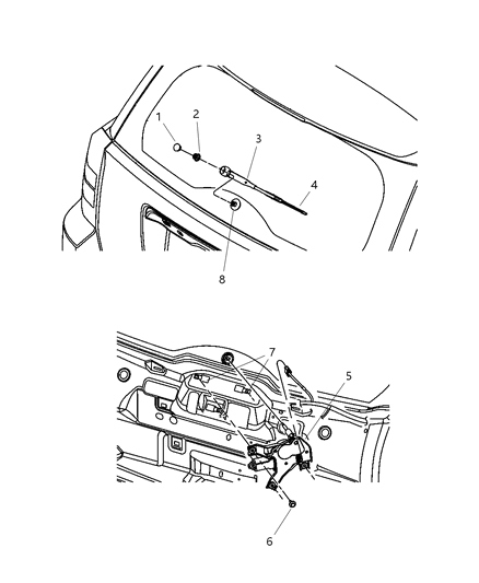 2008 Jeep Patriot Arm Rear Wiper Diagram for 68003728AA