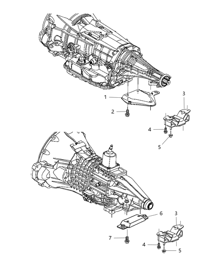 1997 Chrysler Concorde Bracket And Insulator Transmission Support Diagram for 52021320AB