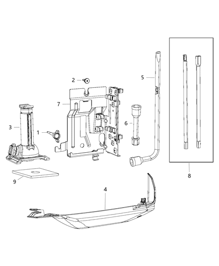 1996 Dodge Stratus Wrench Wheel Lug Nut Diagram for 68086358AB