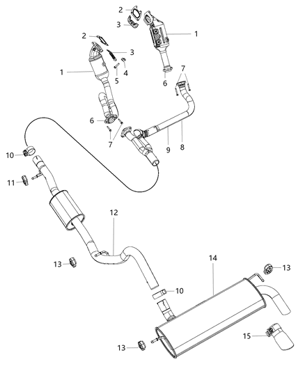 1987 Jeep J20 Exhaust Tip Tailpipe Chrome, Includes Clamp, Bolt And Nut Diagram for 68206784AA