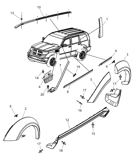 Stud Luggage Rack M6X1X19 Diagram for 6508780AA