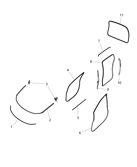 Weatherstrip Sliding Door Secondary Diagram for 68188722AC