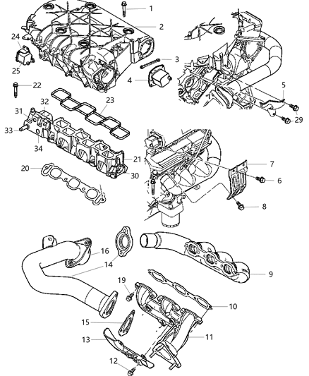 2004 Dodge Durango Gasket Intake Plenum Diagram for 4591827AB