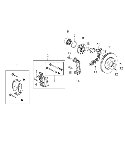 Caliper Assembly Disc Brake Front, Passenger Side Diagram for 68173929AA
