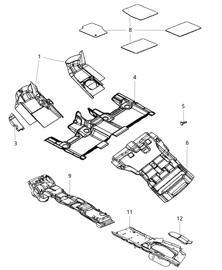 Carpet Rear Floor Diagram for 1NV00DX9AK