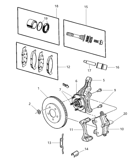 2011 Dodge Charger Pad Kit Front Disc Brake Diagram for BHKH5665