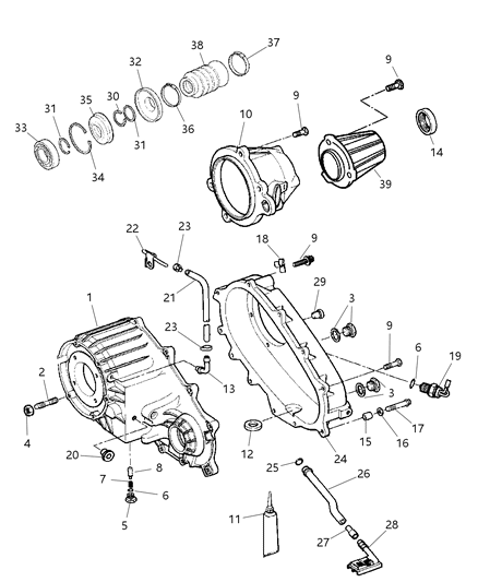 Retainer Transfer Case Rear Diagram for 5003456AA