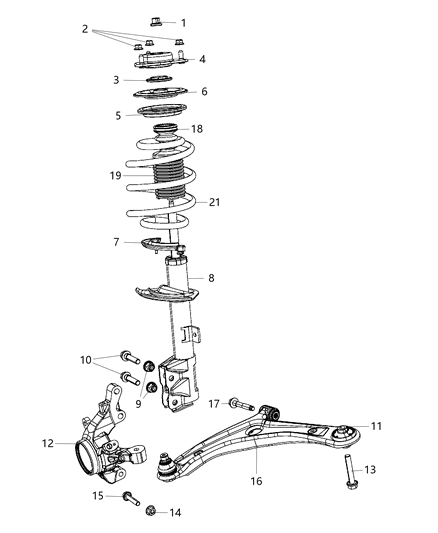 Knuckle And Hub Front Diagram for 5105935AC