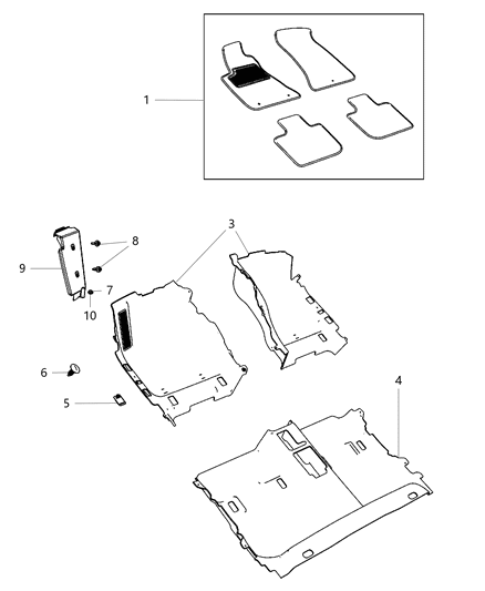 1985 Dodge B350 Mat Kit Front & Rear Carpet Diagram for 5YR70DX9AA