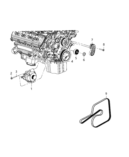 1985 Chrysler Town & Country Generator Engine Diagram for 56044380AC