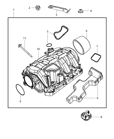 1991 Dodge B150 Manifold Kit Engine Intake Diagram for 68048131AB