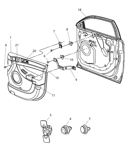 2004 Dodge Durango Panel Front Door Trim Diagram for 1AU391L2AA