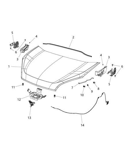 Latch Hood Diagram for 68273996AA
