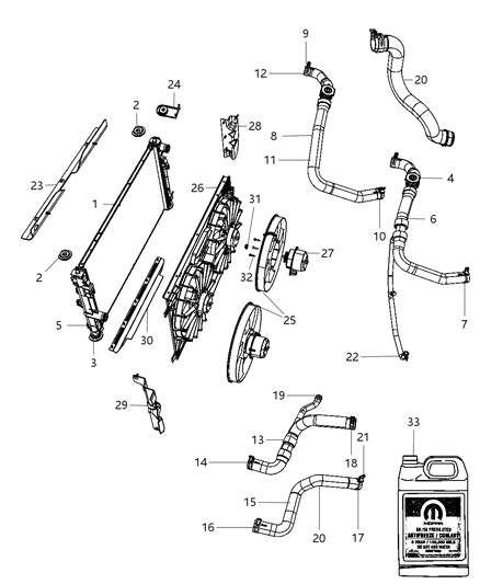 Hose Radiator Inlet Radiator Inlet Hose Assembly Diagram for 5058757AC