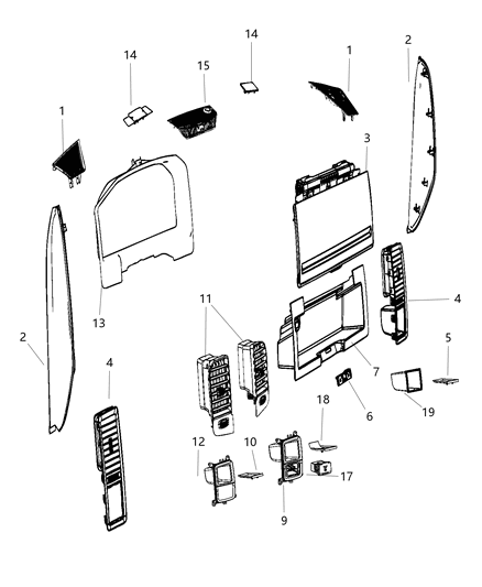 Cap Instrument Panel End Diagram for 1EB08DX9AA