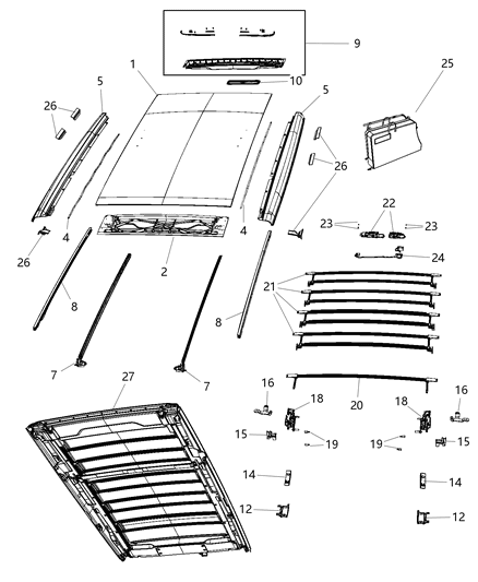Seal Kit Side Rail Flange Diagram for 68477490AA